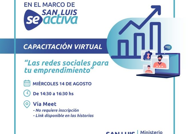 Brindarán una capacitación sobre cómo potenciar emprendimientos a través de las redes sociales