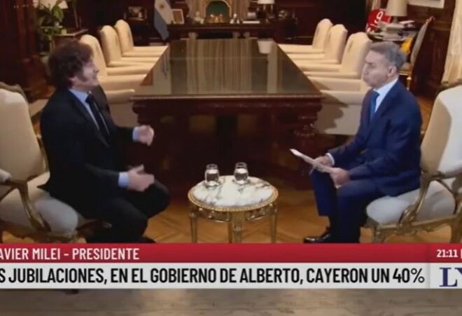 Milei atacó a Macri y dijo: "En dólares, voló el poder adquisitivo de los jubilados" Milei atacó a Macri y dijo: "En dólares, voló el poder adquisitivo de los jubilados"