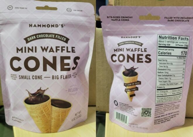 La FDA ordena el retiro de estos mini conos de waffle rellenos de chocolate negro de Hammond’s La FDA ordena el retiro de estos mini conos de waffle rellenos de chocolate negro de Hammond’s
