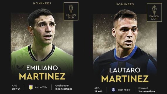 Emiliano "Dibu" Martínez y Lautaro Martínez han sido nominados al Balón de Oro. Video i