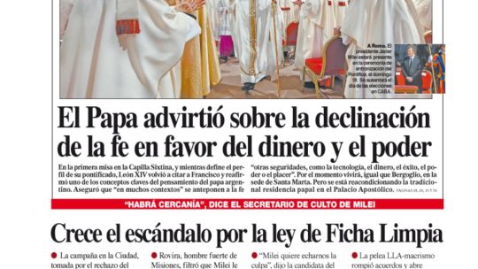 La tapa del Diario PERFIL del sábado 10 de mayo de 2025 La tapa del Diario PERFIL del sábado 10 de mayo de 2025