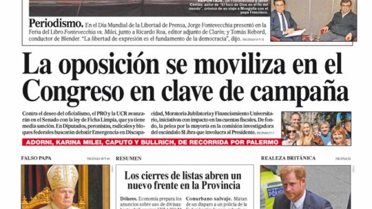 La tapa del Diario PERFIL del domingo 4 de mayo de 2025
