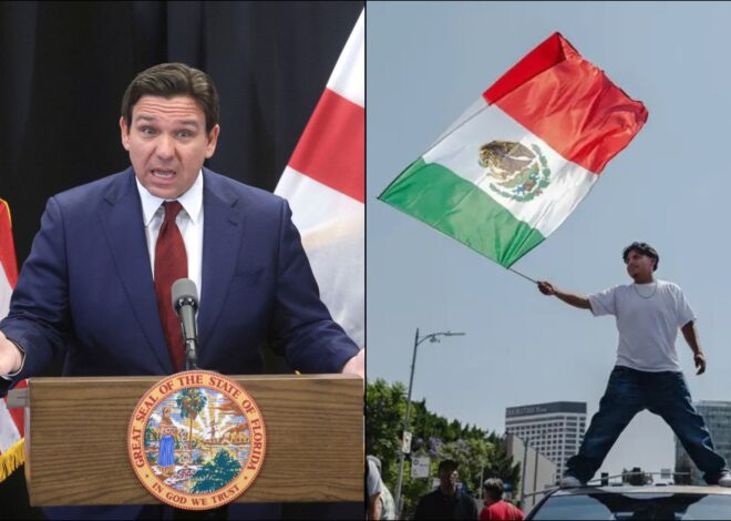 Ron DeSantis se sube a la polémica por el uso de la bandera mexicana en California: “Es una traición”
