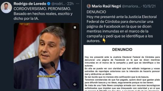 Campaña sucia con IA: el caso De Loredo y el antecedente donde Mario Negri fue víctima Campaña sucia con IA: el caso De Loredo y el antecedente donde Mario Negri fue víctima