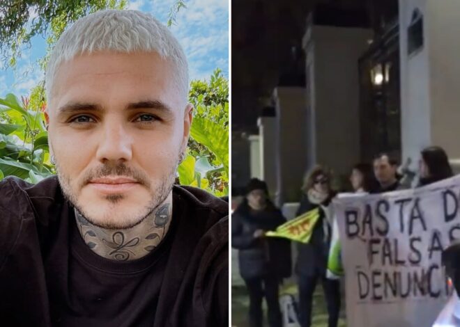 Mauro Icardi llevó a sus hijas a lo de Wanda Nara y se encontró con manifestantes en la puerta del Chateau Libertador