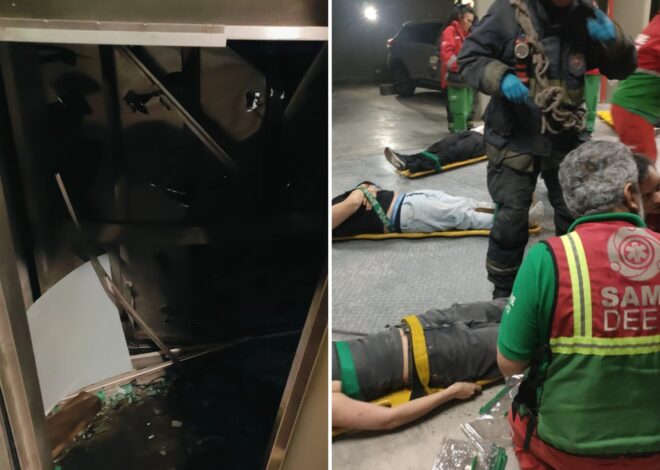 Palermo: se cayó un ascensor desde un séptimo piso y nueve jóvenes quedaron atrapados Palermo: se cayó un ascensor desde un séptimo piso y nueve jóvenes quedaron atrapados