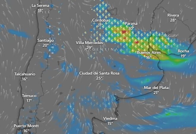Hay alerta amarilla por tormentas y vientos fuertes para este jueves 20 de noviembre: las provincias afectadas