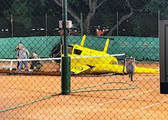 Un helicóptero cayó sobre una cancha de tenis en Palermo tras sufrir un desperfecto técnico