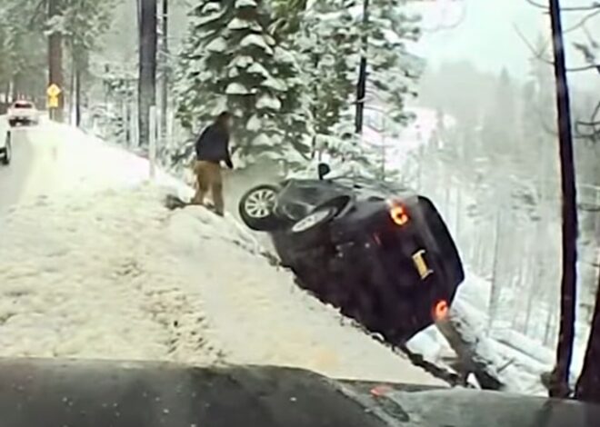 Quedaron atrapados dentro del auto en la nieve en California: hicieron una cadena humana para salvarlos Quedaron atrapados dentro del auto en la nieve en California: hicieron una cadena humana para salvarlos