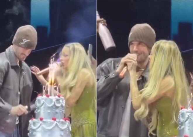 Video: Rodrigo De Paul sorprendió a Tini Stoessel con una torta gigante y se besaron en el escenario frente a todos Video: Rodrigo De Paul sorprendió a Tini Stoessel con una torta gigante y se besaron en el escenario frente a todos