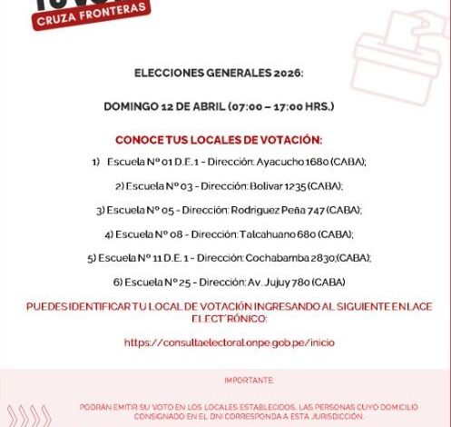 Cómo votar en la Argentina en las elecciones de Perú del domingo 12 de abril Cómo votar en la Argentina en las elecciones de Perú del domingo 12 de abril