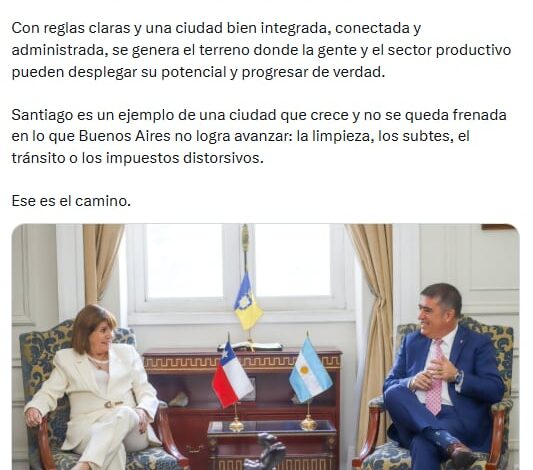 Patricia Bullrich visitó al alcalde de Santiago de Chile y cuestionó la gestión de Jorge Macri en la Ciudad Patricia Bullrich visitó al alcalde de Santiago de Chile y cuestionó la gestión de Jorge Macri en la Ciudad