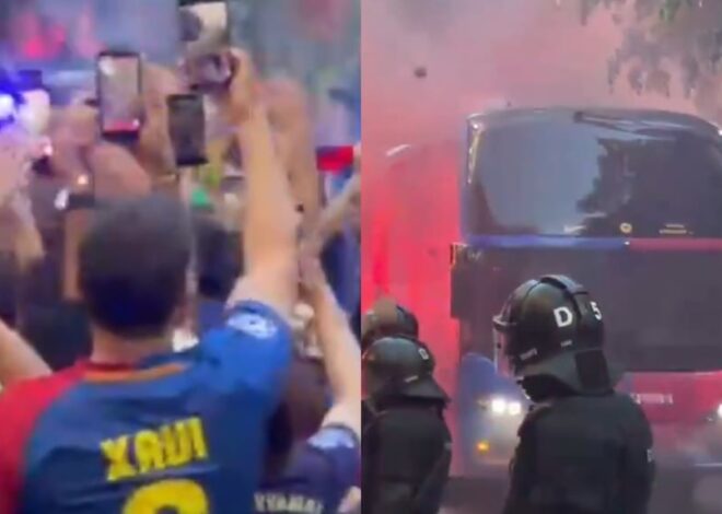 Los hinchas de Barcelona arrojaron piedras al micro de su propio equipo, pensando que era el de Real Madrid Los hinchas de Barcelona arrojaron piedras al micro de su propio equipo, pensando que era el de Real Madrid