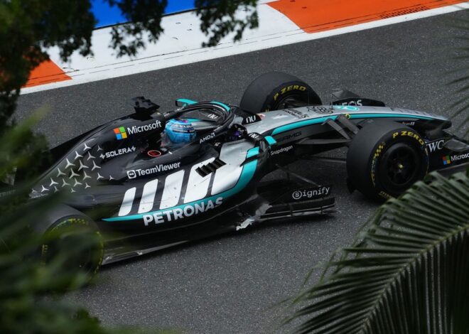 George Russell probó la puesta a punto de Antonelli en Miami y se llevó una sorpresa